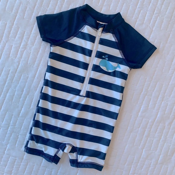 Nautical Stripe Baby 1-Piece Swimsuit - Picture 1 of 7